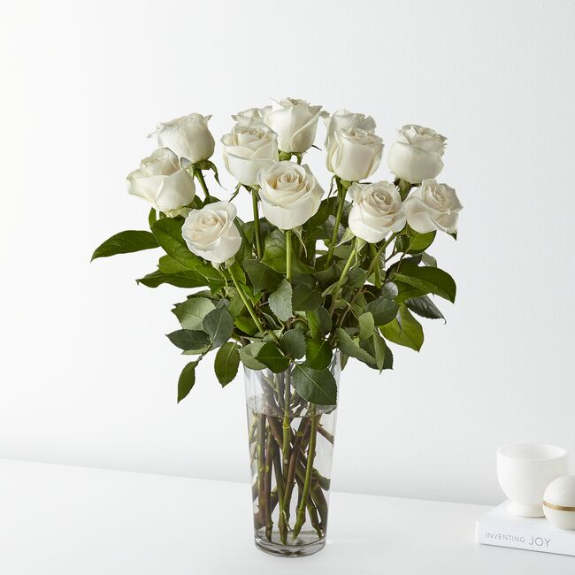 long stem white rose bouquet – Joy Blooms by Paula