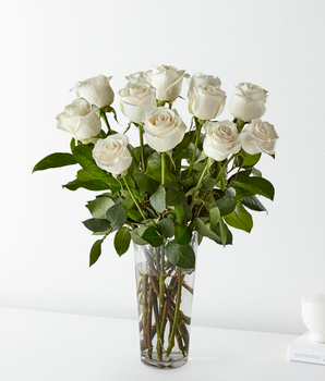 long stem white rose bouquet